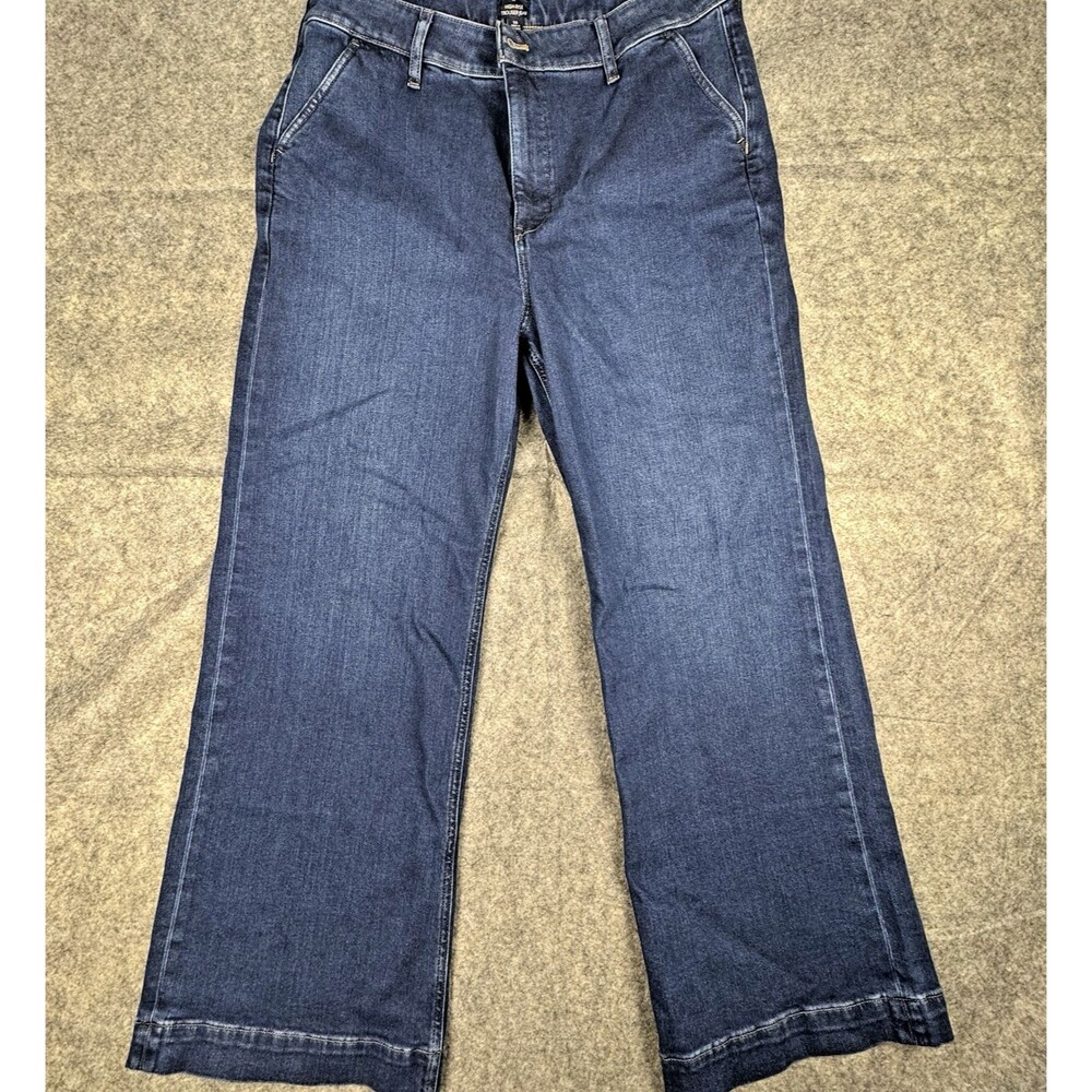 J. Crew Denim High Rise Trouser Signature Stretch Wide Leg Jeans CB383 Sz 33